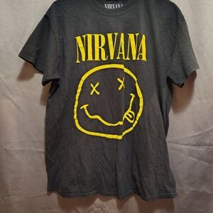NIRVANA Black Tee with Yellow Graphic